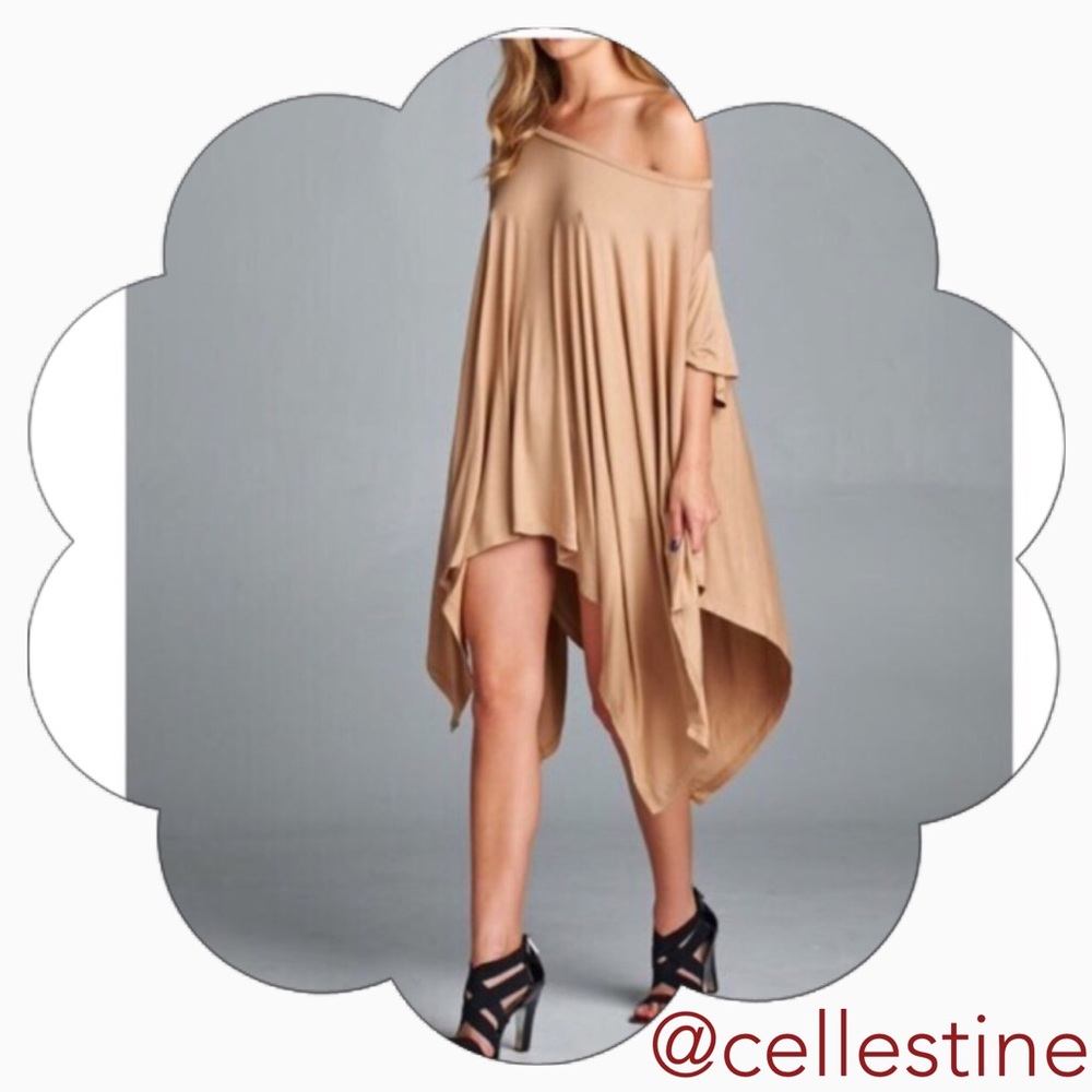 ✨Taupe Color Asymmetric Lose Fit Top Tunic✨ - Picture 2 of 4